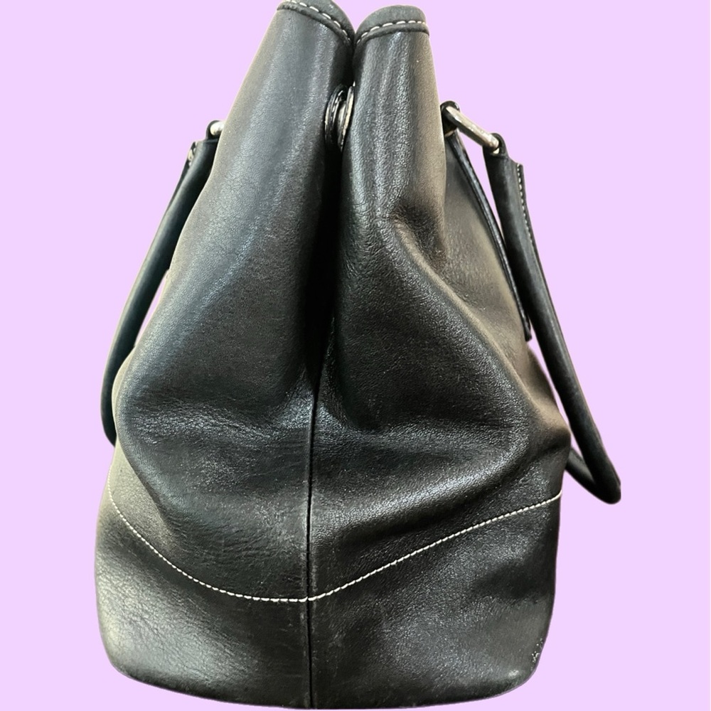Coach Vintage Hampton Black Leather Tote Bag G2J-7757 - Picture 4 of 9